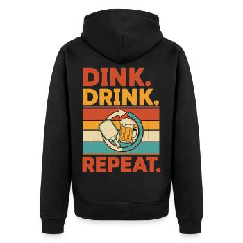 Pickleball Dink Drink Repeat Funny Player - Unisex Premium Bio Zip Hoodie - Schwarz - Hinten - Nico (187cm)