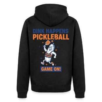 Pickleball-Dink passiert ein lustiges Spielerspiel - Unisex Premium Bio Zip Hoodie - Schwarz - Hinten - Nico (187cm)