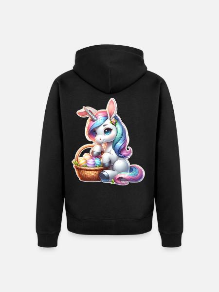 Einhorn Ostern - Unisex Premium Bio Zip Hoodie - Schwarz