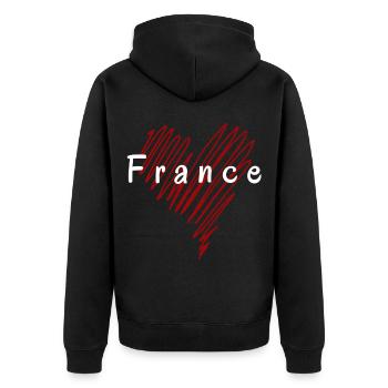 J’aime la France, c’est la France - Veste à capuche bio Premium Unisexe - noir - Dos - Nico (187cm)