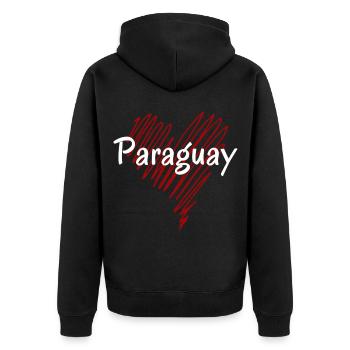 I love Paraguay, heart Paraguay - Unisex Premium Organic Zip Hoodie - black - Back - Nico (187cm)