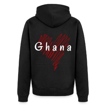 J’aime le Ghana, le cœur du Ghana - Veste à capuche bio Premium Unisexe - noir - Dos - Nico (187cm)