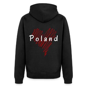 J'aime la Pologne, mon cœur est en Pologne - Veste à capuche bio Premium Unisexe - noir - Dos - Nico (187cm)