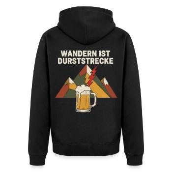 Wandern ist Durststrecke Bier Berge - Unisex Premium Bio Zip Hoodie - Schwarz - Hinten - Nico (187cm)