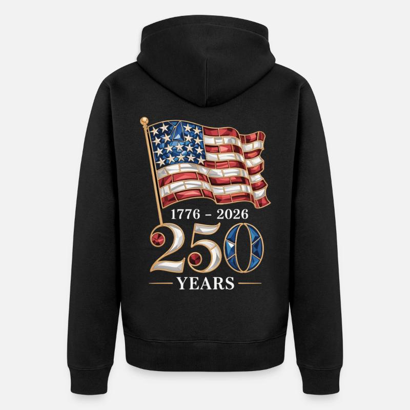 250e anniversaire du drapeau américain - Veste à capuche bio Premium Unisexe - noir