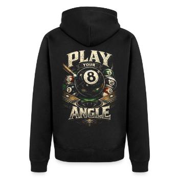 8-Ball Billard Play Your Angle - Unisex Premium Bio Zip Hoodie - Schwarz - Hinten - Nico (187cm)