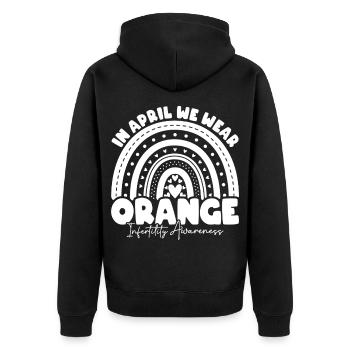 In April We Wear Orange IVF Infertility Awareness - Unisex Premium Organic Zip Hoodie - black - Back - Nico (187cm)