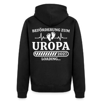 Uropa 2027 Loading – Geschenk Schwangerschaft - Unisex Premium Bio Zip Hoodie - Schwarz - Hinten - Nico (187cm)
