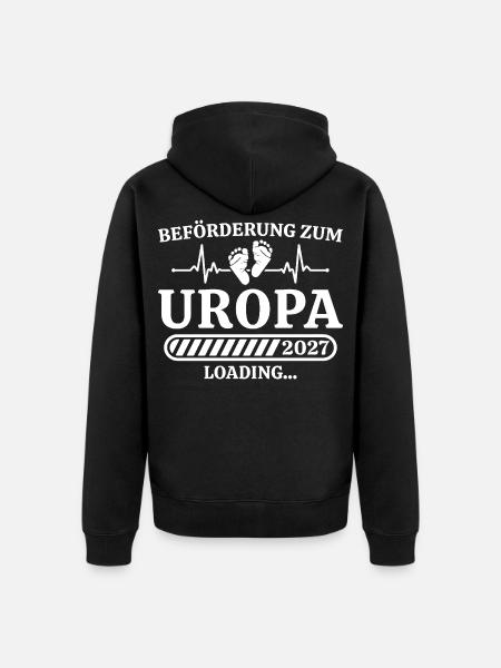 Uropa 2027 Loading – Geschenk Schwangerschaft - Unisex Premium Bio Zip Hoodie - Schwarz