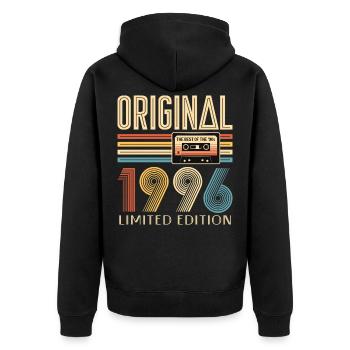 30e anniversaire, 30 ans, 1996 original - Veste à capuche bio Premium Unisexe - noir - Dos - Nico (187cm)