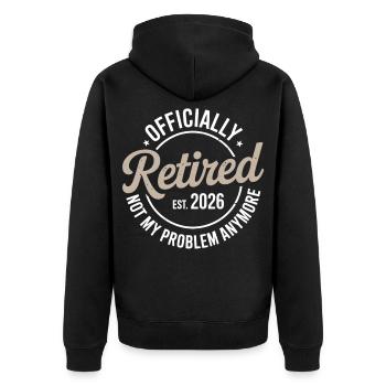 Ruhestand 2026 Nicht mehr mein Problem Ruhestand - Unisex Premium Bio Zip Hoodie - Schwarz - Hinten - Nico (187cm)
