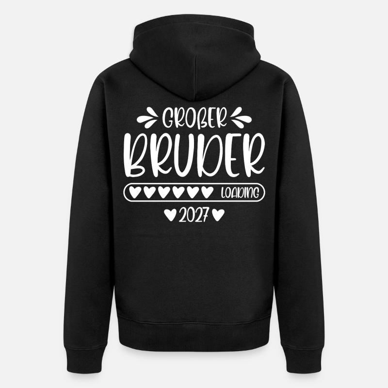 Großer Bruder 2027 loading - Unisex Premium Bio Zip Hoodie - Schwarz