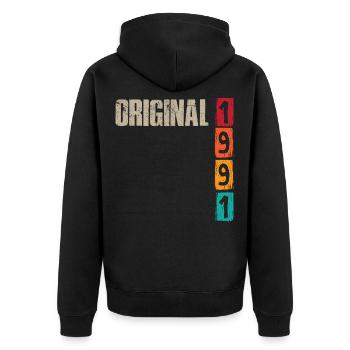 Millésime 1991 - Veste à capuche bio Premium Unisexe - noir - Dos - Nico (187cm)