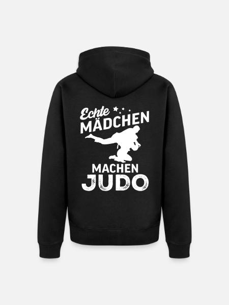 echte maedchen machen judo - Unisex Premium Bio Zip Hoodie - Schwarz