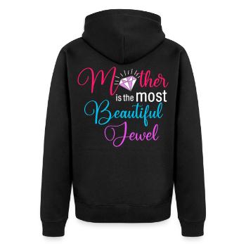 Mutter ist der schönste Juwelen-Blumendiamant - Unisex Premium Bio Zip Hoodie - Schwarz - Hinten - Nico (187cm)