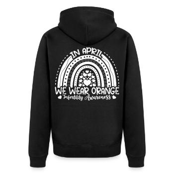In April We Wear Orange Infertility Awareness - Unisex Premium Organic Zip Hoodie - black - Back - Nico (187cm)