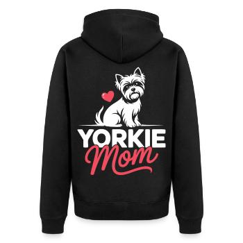 Yorkie Mom Heart Illustration - Unisex Premium Organic Zip Hoodie - black - Back - Nico (187cm)