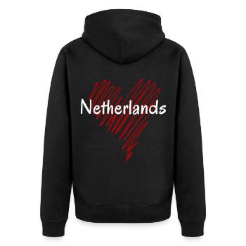 I love Holland, heart Holland - Unisex Premium Organic Zip Hoodie - black - Back - Nico (187cm)