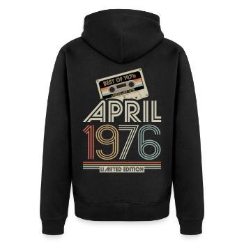 Best of April 1976 Kassette | Limited Edition - Unisex Premium Bio Zip Hoodie - Schwarz - Hinten - Nico (187cm)