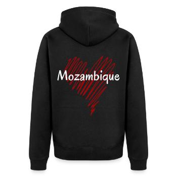 Ich liebe Mosambik, Herz Mosambik - Unisex Premium Bio Zip Hoodie - Schwarz - Hinten - Nico (187cm)
