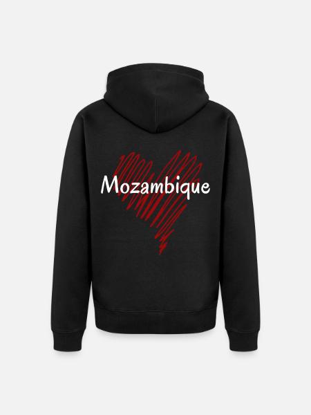 Ich liebe Mosambik, Herz Mosambik - Unisex Premium Bio Zip Hoodie - Schwarz