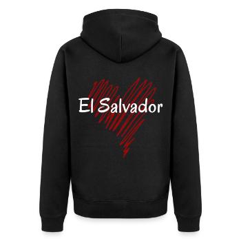 Ich liebe El Salvador, Herz El Salvador - Unisex Premium Bio Zip Hoodie - Schwarz - Hinten - Nico (187cm)