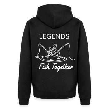 Fishing Legends Saying - Unisex Premium Organic Zip Hoodie - black - Back - Nico (187cm)