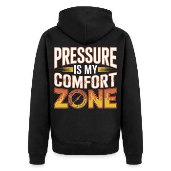 Fire Engineer Pressure Is My Comfort Pump Operator - Unisex Premium Organic Zip Hoodie - black - Back - Nico (187cm)