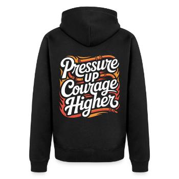 Fire Engineer Pressure Up Courage Fire Department - Unisex Premium Bio Zip Hoodie - Schwarz - Hinten - Nico (187cm)