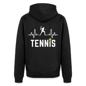 Tennis Heartbeat Tennis Player - Unisex Premium Organic Zip Hoodie - black - Back - Nico (187cm)