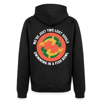 Schwimmen Fisch Bowl Humor Spruch - Unisex Premium Bio Zip Hoodie - Schwarz - Hinten - Nico (187cm)