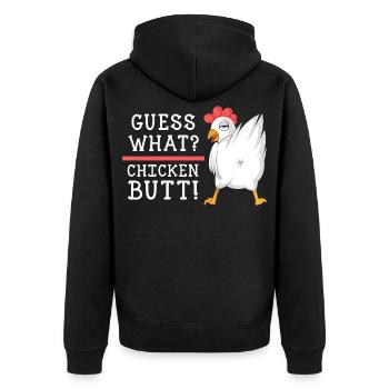 Devinez quoi, chemise en cul de poulet - Veste à capuche bio Premium Unisexe - noir - Dos - Nico (187cm)