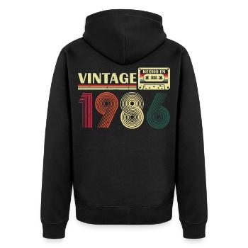 1986 Vintage Rétro Cadeau D'anniversaire - Veste à capuche bio Premium Unisexe - noir - Dos - Nico (187cm)