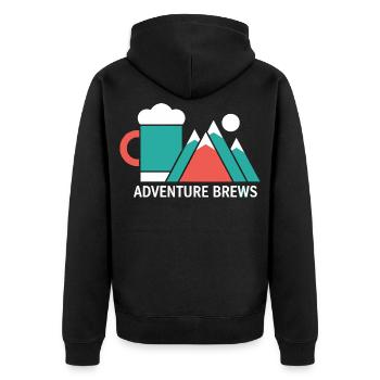 Adventure Brews Wandern Bier - Unisex Premium Bio Zip Hoodie - Schwarz - Hinten - Nico (187cm)