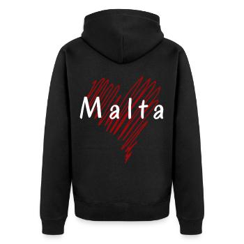 J’aime Malte, c’est le cœur de Malte - Veste à capuche bio Premium Unisexe - noir - Dos - Nico (187cm)