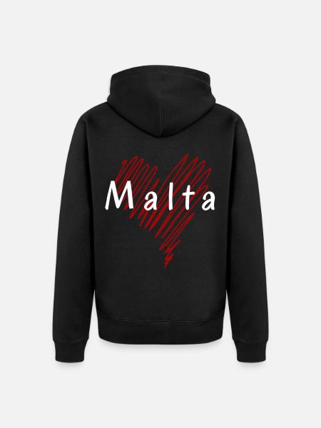 I love Malta, heart Malta - Unisex Premium Organic Zip Hoodie - black