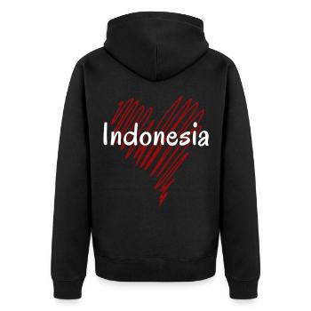 Ich liebe Indonesien, Herz Indonesien - Unisex Premium Bio Zip Hoodie - Schwarz - Hinten - Nico (187cm)