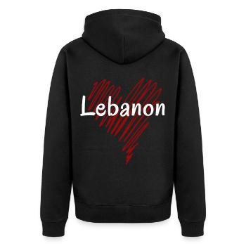 J’aime le Liban, c’est le cœur du Liban - Veste à capuche bio Premium Unisexe - noir - Dos - Nico (187cm)