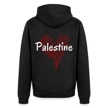 J’aime la Palestine, cœur la Palestine - Veste à capuche bio Premium Unisexe - noir - Dos - Nico (187cm)