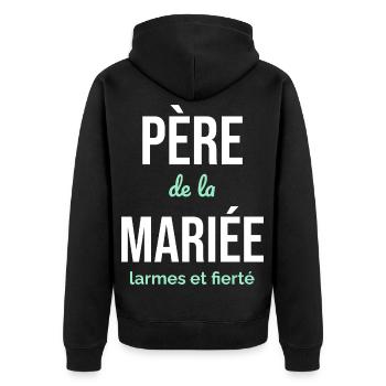 Père de la Mariée — Larmes et Fierté - Veste à capuche bio Premium Unisexe - noir - Dos - Nico (187cm)
