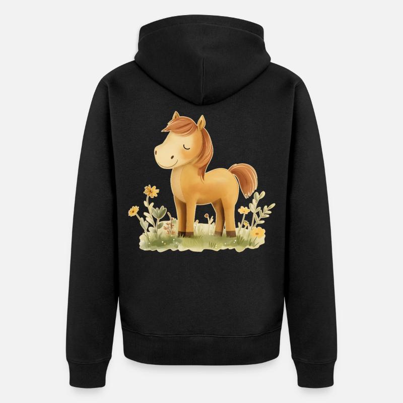 Fleurs de cheval - Veste à capuche bio Premium Unisexe - noir