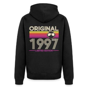 Original 1997 Retro Edition - Unisex Premium Organic Zip Hoodie - black - Back - Nico (187cm)