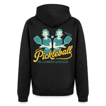 Pickleball: Der glorreiche Rallye-Witzspieler - Unisex Premium Bio Zip Hoodie - Schwarz - Hinten - Nico (187cm)