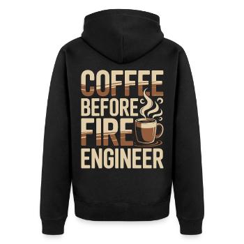 Fire Engineer Coffee Fire Department Coffee Lover - Unisex Premium Bio Zip Hoodie - Schwarz - Hinten - Nico (187cm)