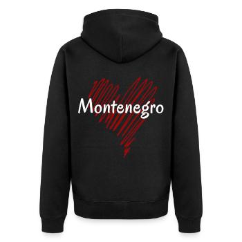 J’aime le Monténégro, cœur Montenegro - Veste à capuche bio Premium Unisexe - noir - Dos - Nico (187cm)