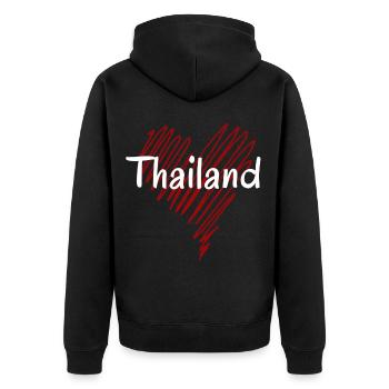 Ich liebe Thailand, Herz Thailand - Unisex Premium Bio Zip Hoodie - Schwarz - Hinten - Nico (187cm)