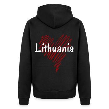Ich liebe Litauen, Herz Litauen - Unisex Premium Bio Zip Hoodie - Schwarz - Hinten - Nico (187cm)