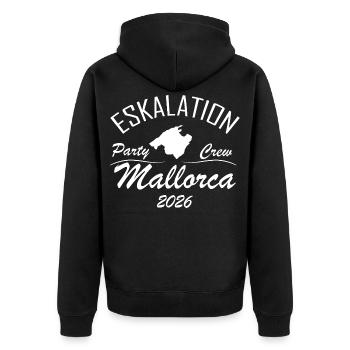 Eskalation Mallorca - Unisex Premium Bio Zip Hoodie - Schwarz - Hinten - Nico (187cm)