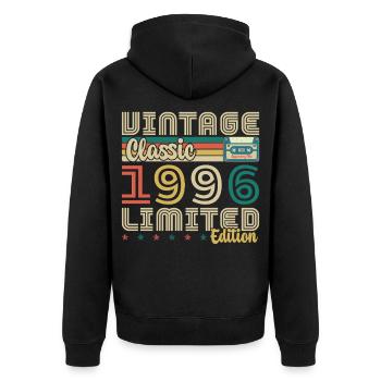 1996 Vintage Cadeau D'anniversaire Homme Femme - Veste à capuche bio Premium Unisexe - noir - Dos - Nico (187cm)