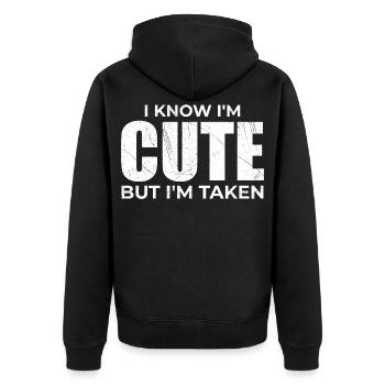 Mignon mais déjà pris - Humour Couple Engagé - Veste à capuche bio Premium Unisexe - noir - Dos - Nico (187cm)